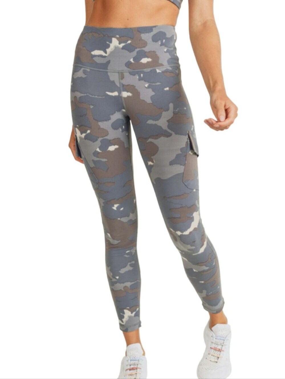 Mono B Blue NWT $78 Tundra Camo Cargo Hybrid High-Waisted Leggings